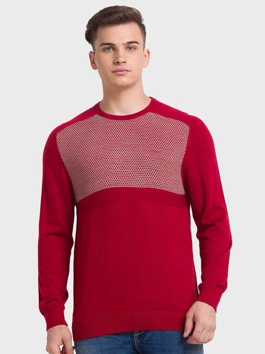 ColorPlus Men White Stripe Slim Fit Cotton Half Sleeve T-Shirt