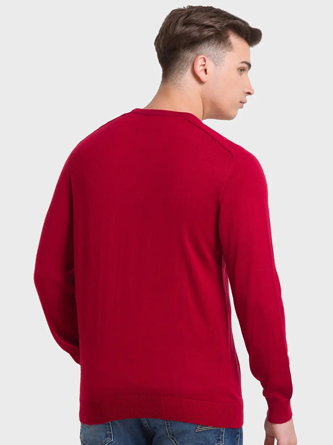 ColorPlus Men White Stripe Slim Fit Cotton Half Sleeve T-Shirt