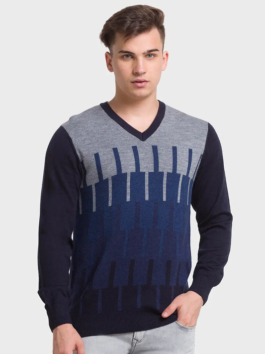 Men Tailored Fit Grey Sweater