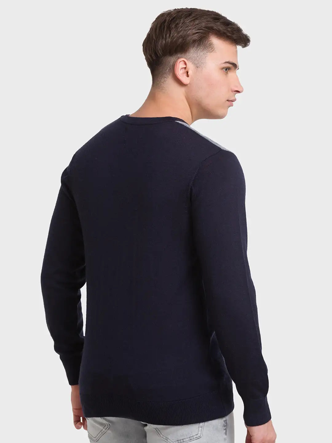 Men Tailored Fit Grey Sweater
