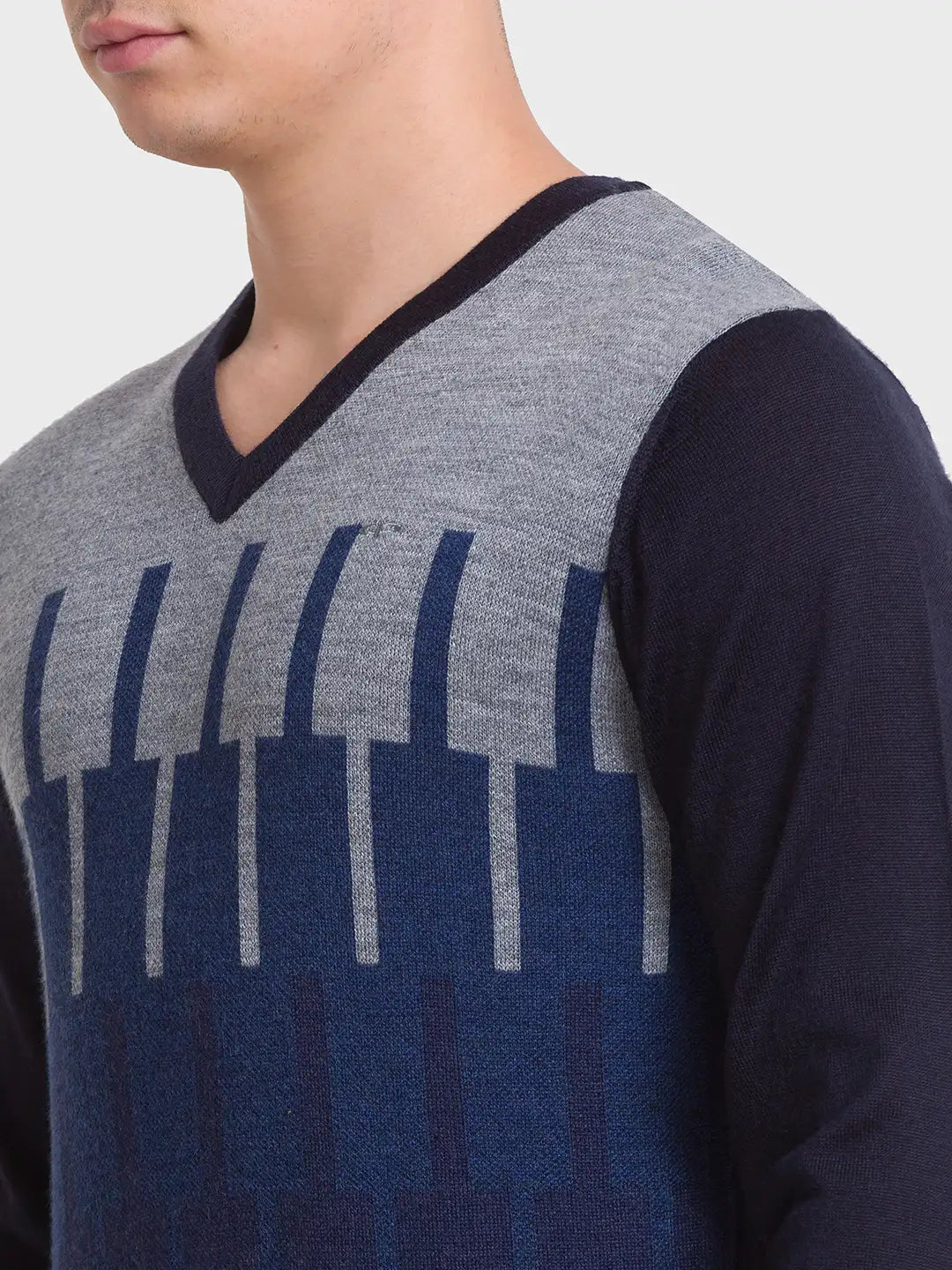 Men Tailored Fit Grey Sweater
