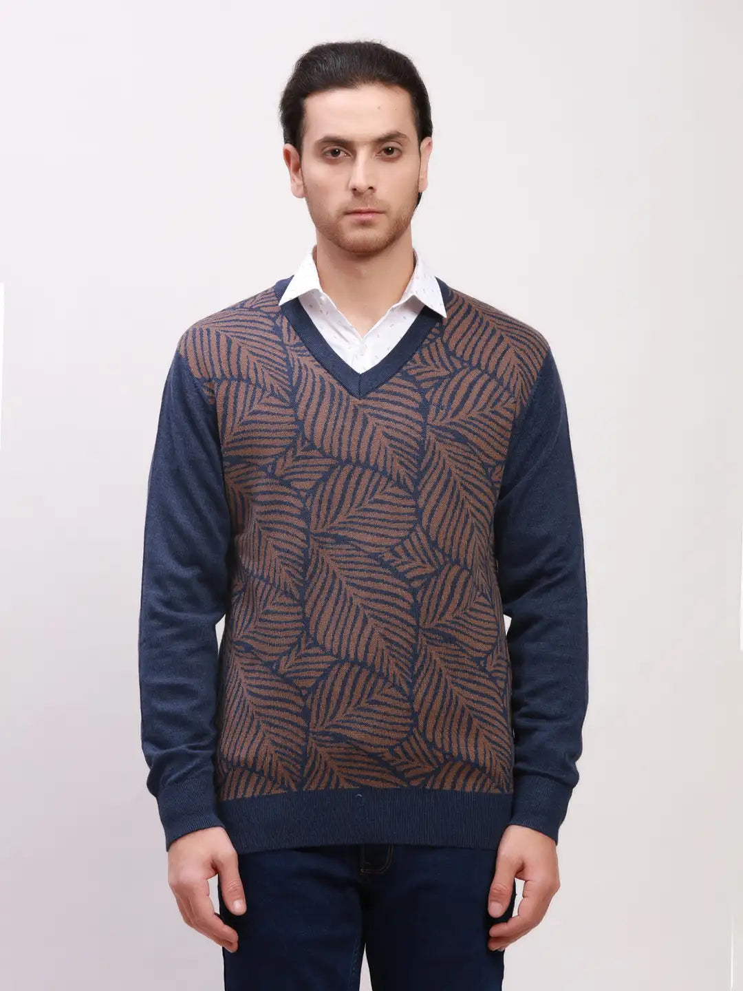 Park Avenue Men Blue Print Slim Fit Cotton Blend T-Shirt