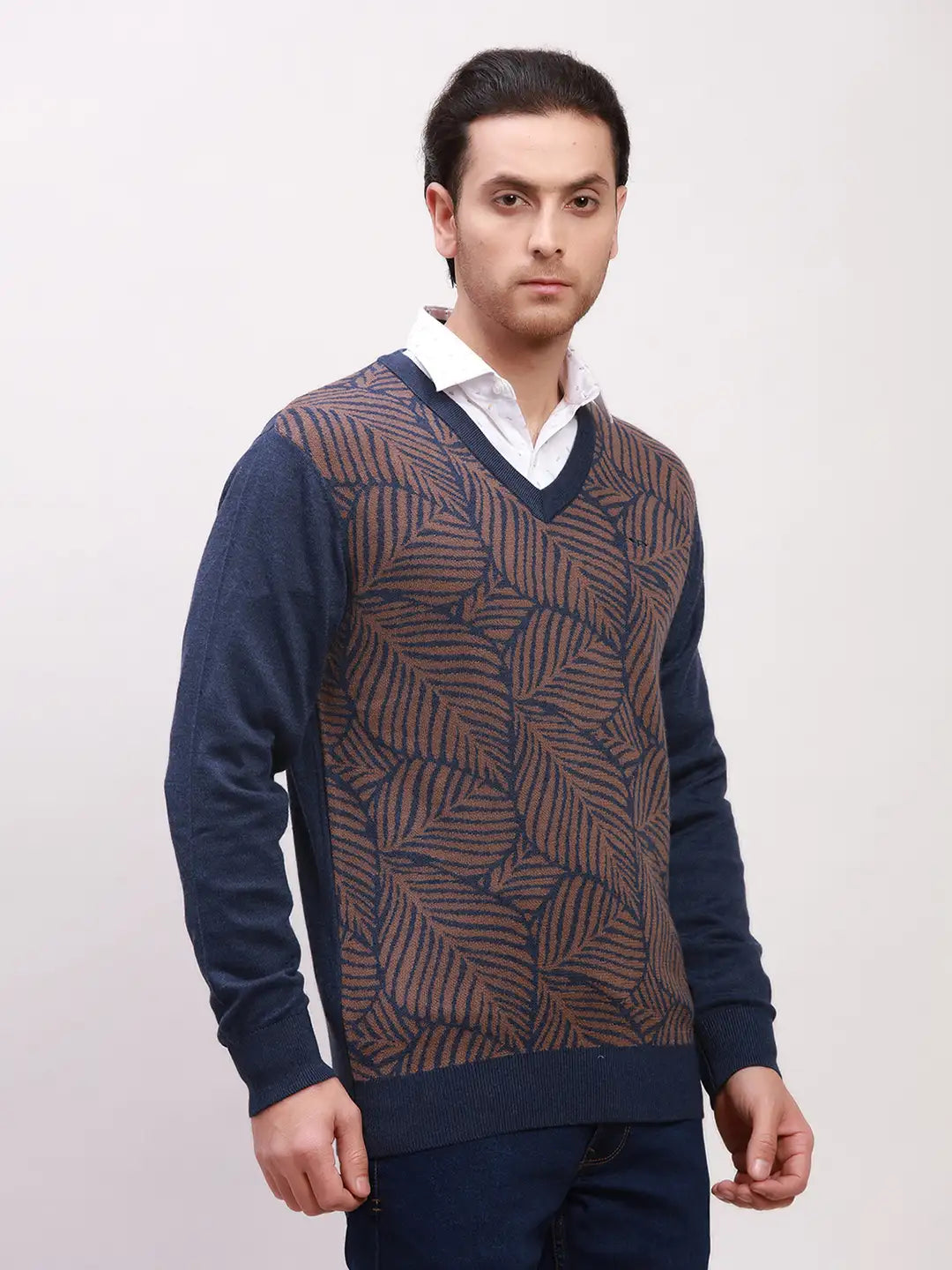 Park Avenue Men Blue Print Slim Fit Cotton Blend T-Shirt