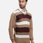 ColorPlus Men Blue Jacquard Regular Fit Acrlic Blend Full Sleeve V Neck Sweater