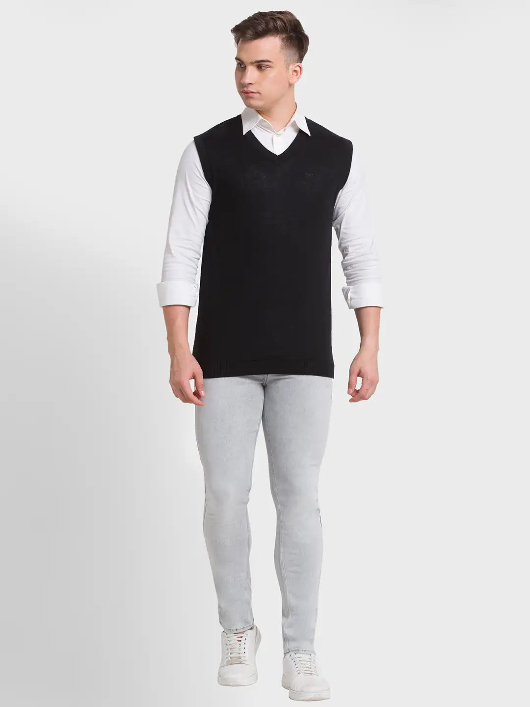 Men Regular Fit Green Sweater