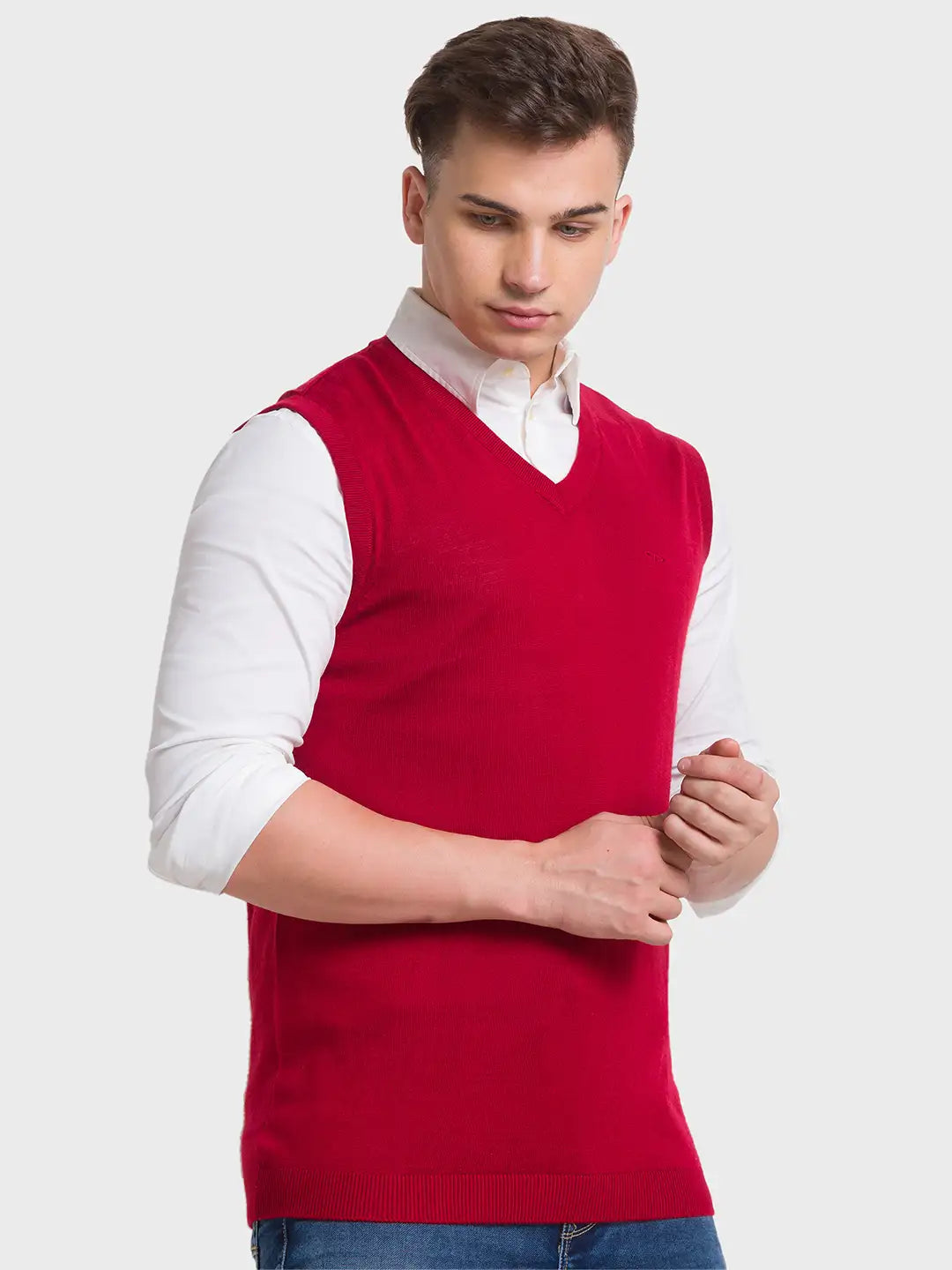 Men Regular Fit Violet Sweater