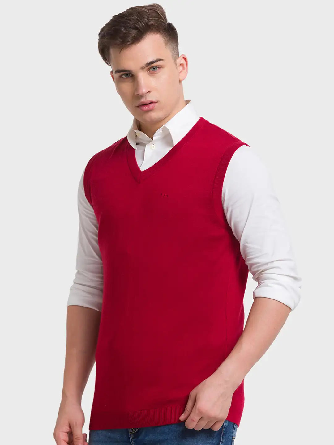 Men Regular Fit Violet Sweater