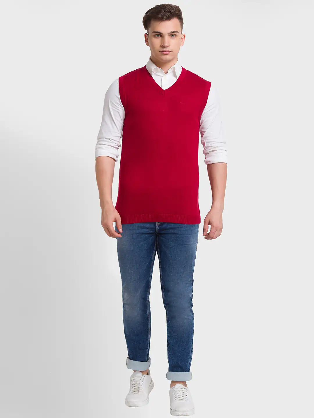 Men Regular Fit Violet Sweater
