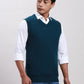 Men Blue Classic Fit Jacquard Acrylic Blend Sleeveless Sweaters