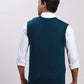 Men Blue Classic Fit Jacquard Acrylic Blend Sleeveless Sweaters