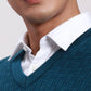 Men Blue Classic Fit Jacquard Acrylic Blend Sleeveless Sweaters