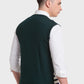 Men Grey Classic Fit Checks Polyester Blend Sleeveless Sweaters