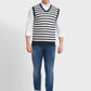 Men Grey Classic Fit Checks Polyester Blend Sleeveless Sweaters