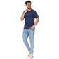 ColorPlus Men Blue Print Regular Fit Cotton Half Sleeve T-Shirt