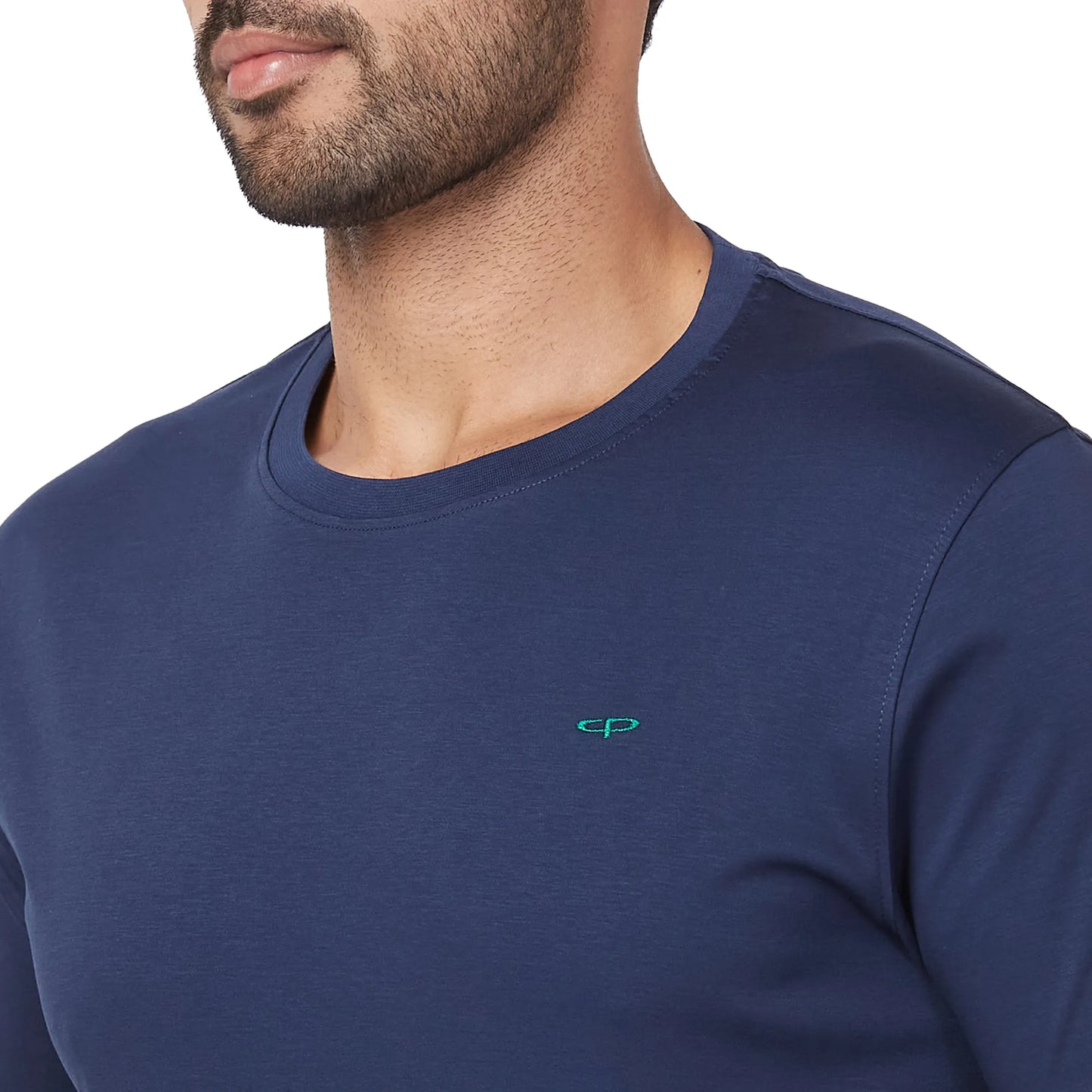 ColorPlus Men Blue Print Regular Fit Cotton Half Sleeve T-Shirt