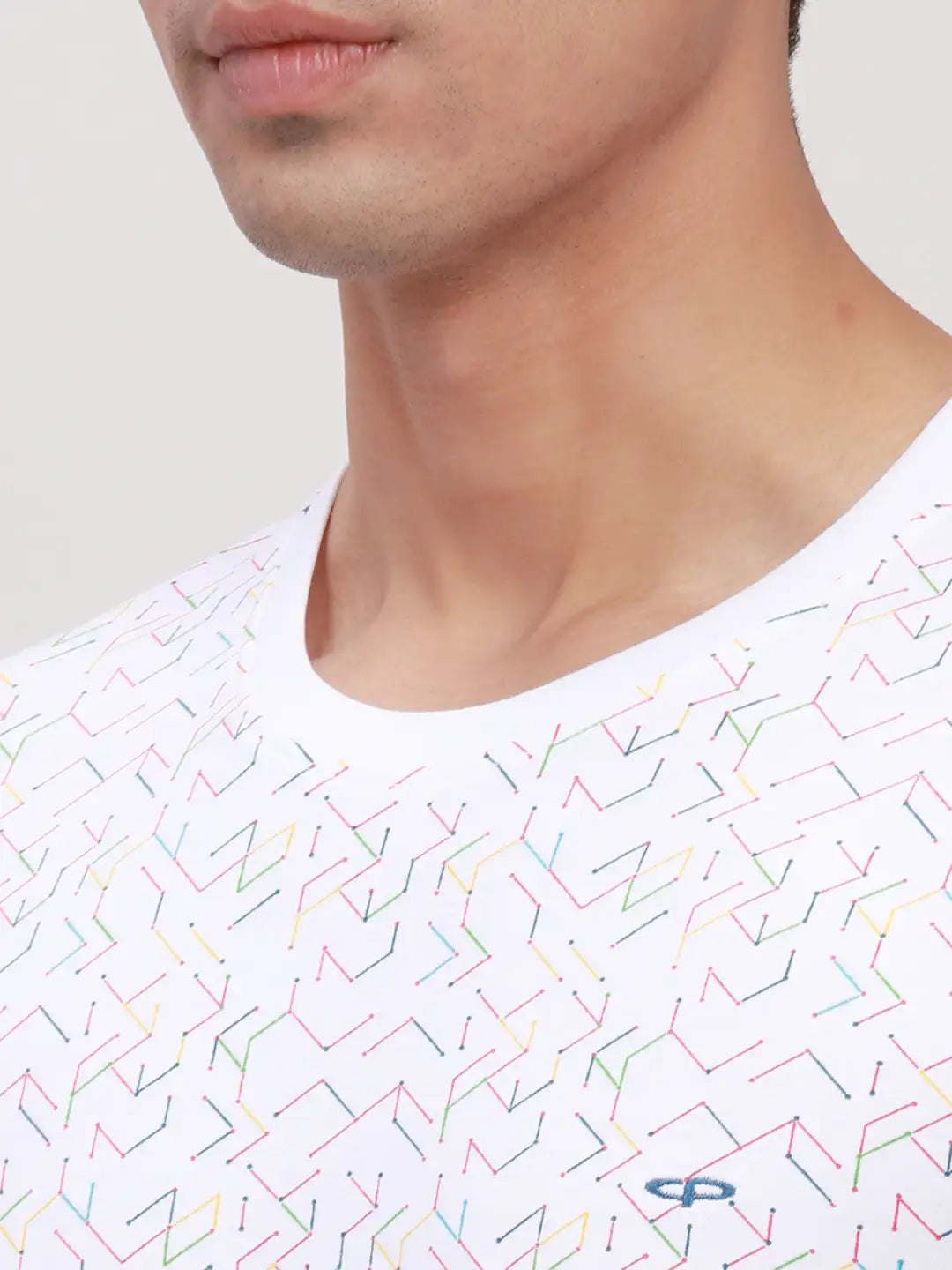 ColorPlus Men White Print Regular Fit Cotton Round Neck T-Shirt