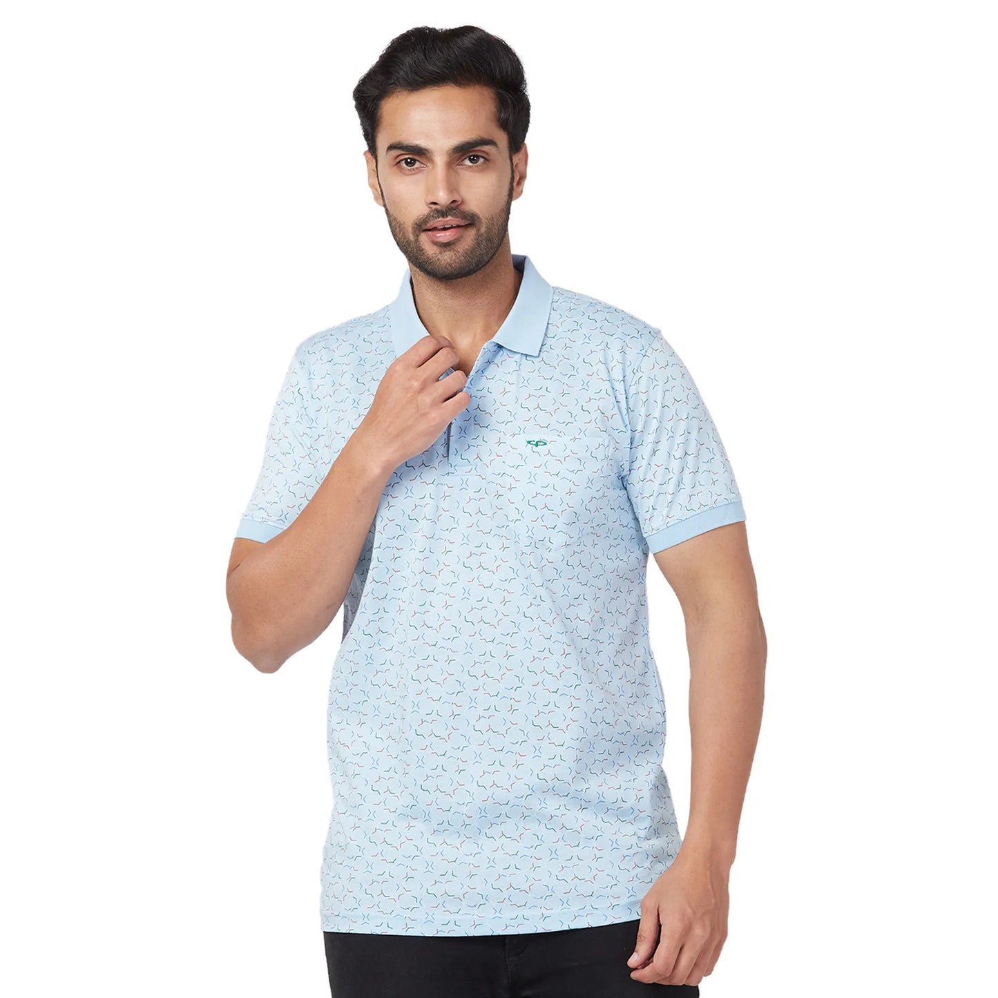 ColorPlus Men White Print Regular Fit Cotton Half Sleeve T-Shirt
