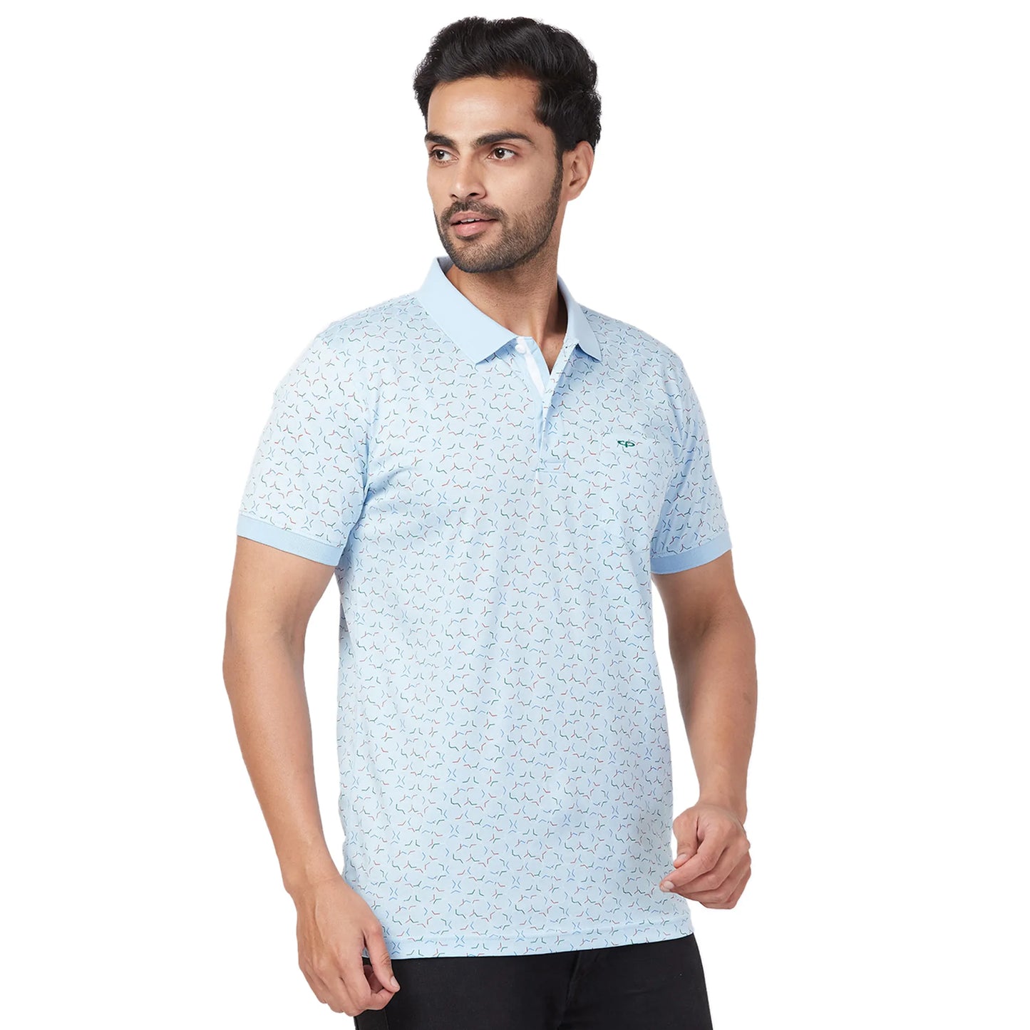 ColorPlus Men White Print Regular Fit Cotton Half Sleeve T-Shirt