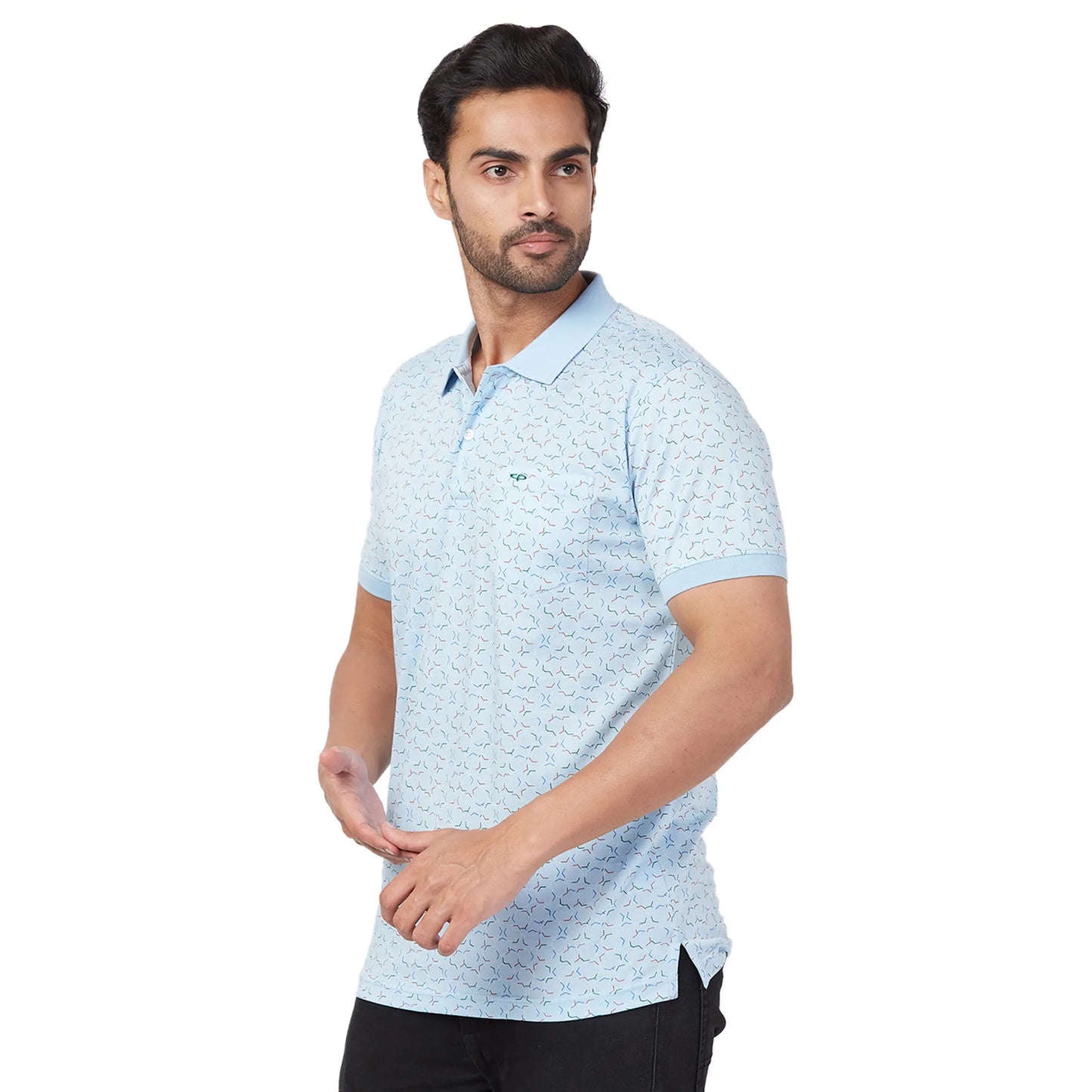 ColorPlus Men White Print Regular Fit Cotton Half Sleeve T-Shirt