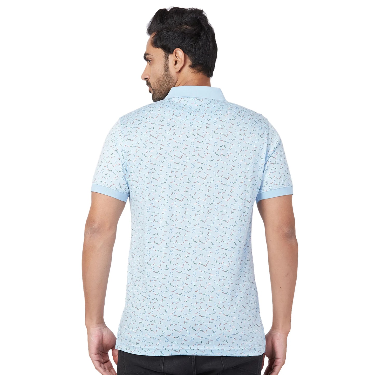 ColorPlus Men White Print Regular Fit Cotton Half Sleeve T-Shirt