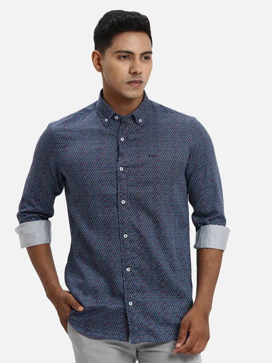 ColorPlus Regular Fit Printed Medium Orange Shirt