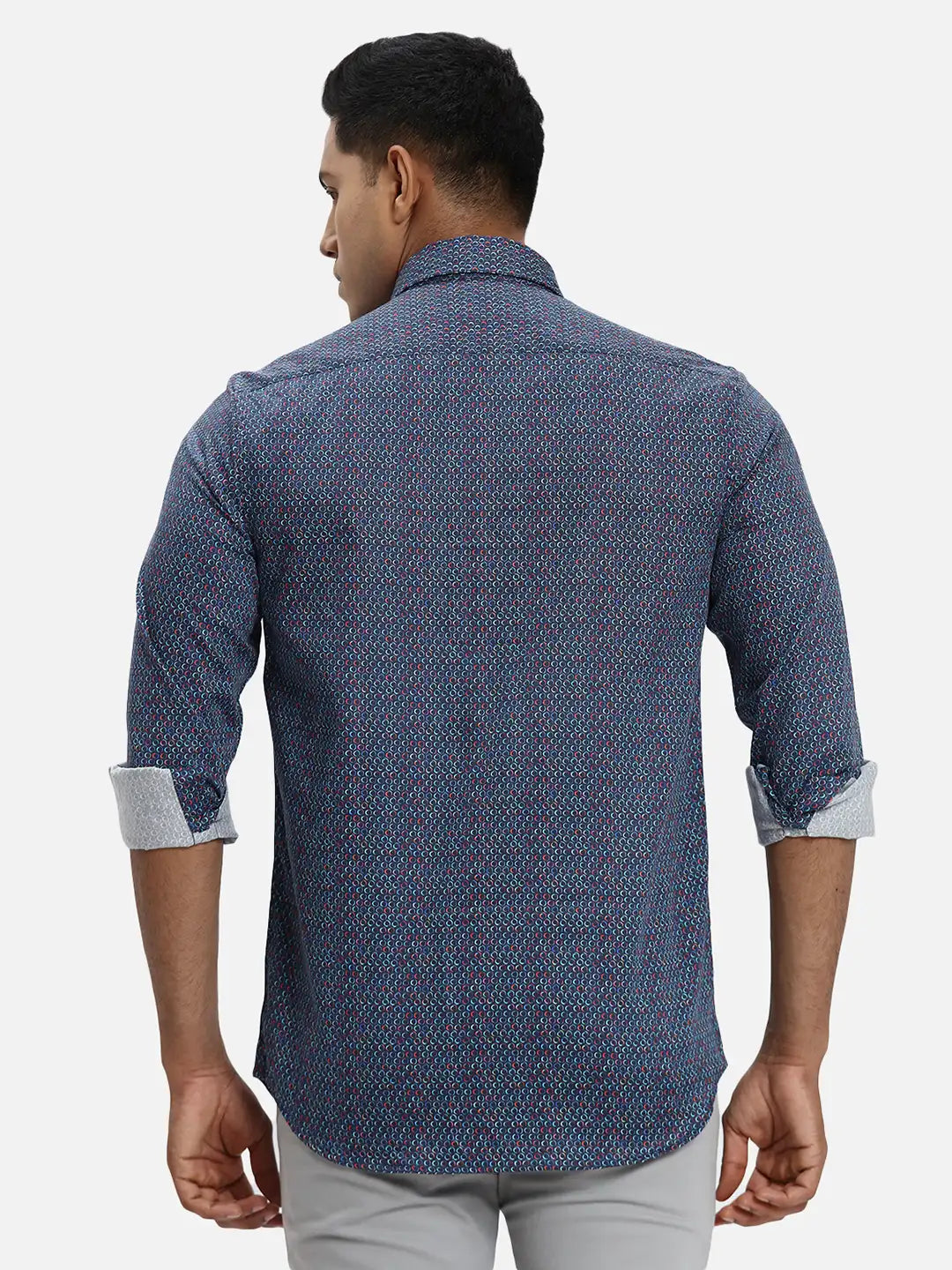 ColorPlus Regular Fit Printed Medium Orange Shirt