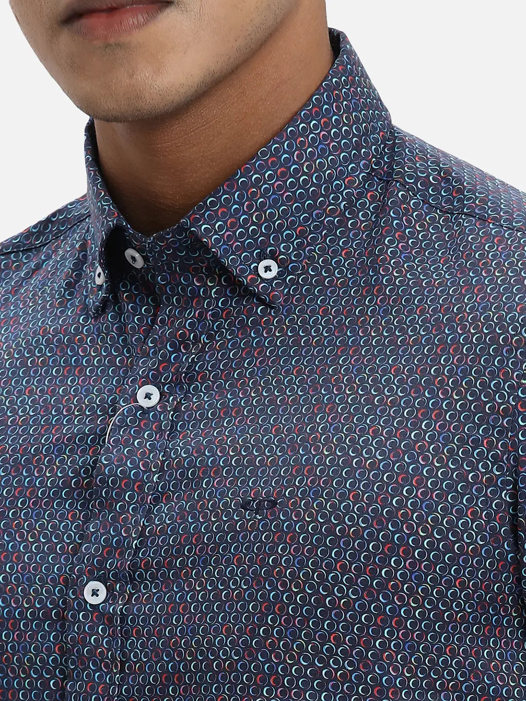 ColorPlus Regular Fit Printed Medium Orange Shirt