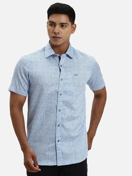 ColorPlus Regular Fit Printed Medium Orange Shirt