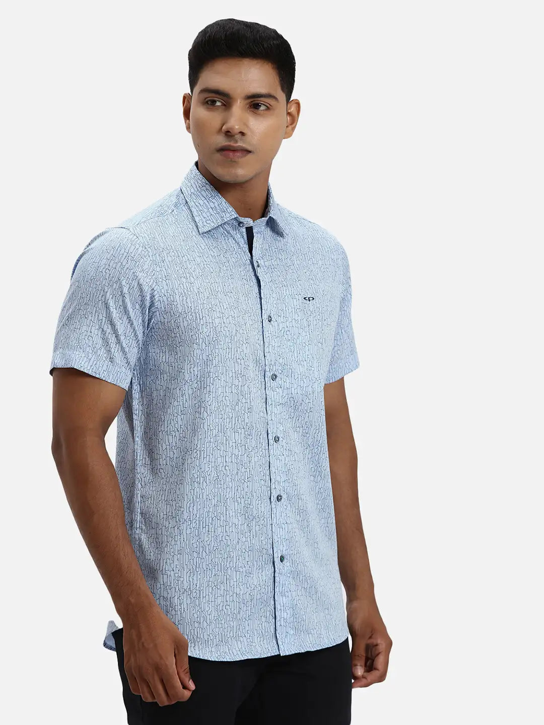 ColorPlus Regular Fit Printed Medium Orange Shirt
