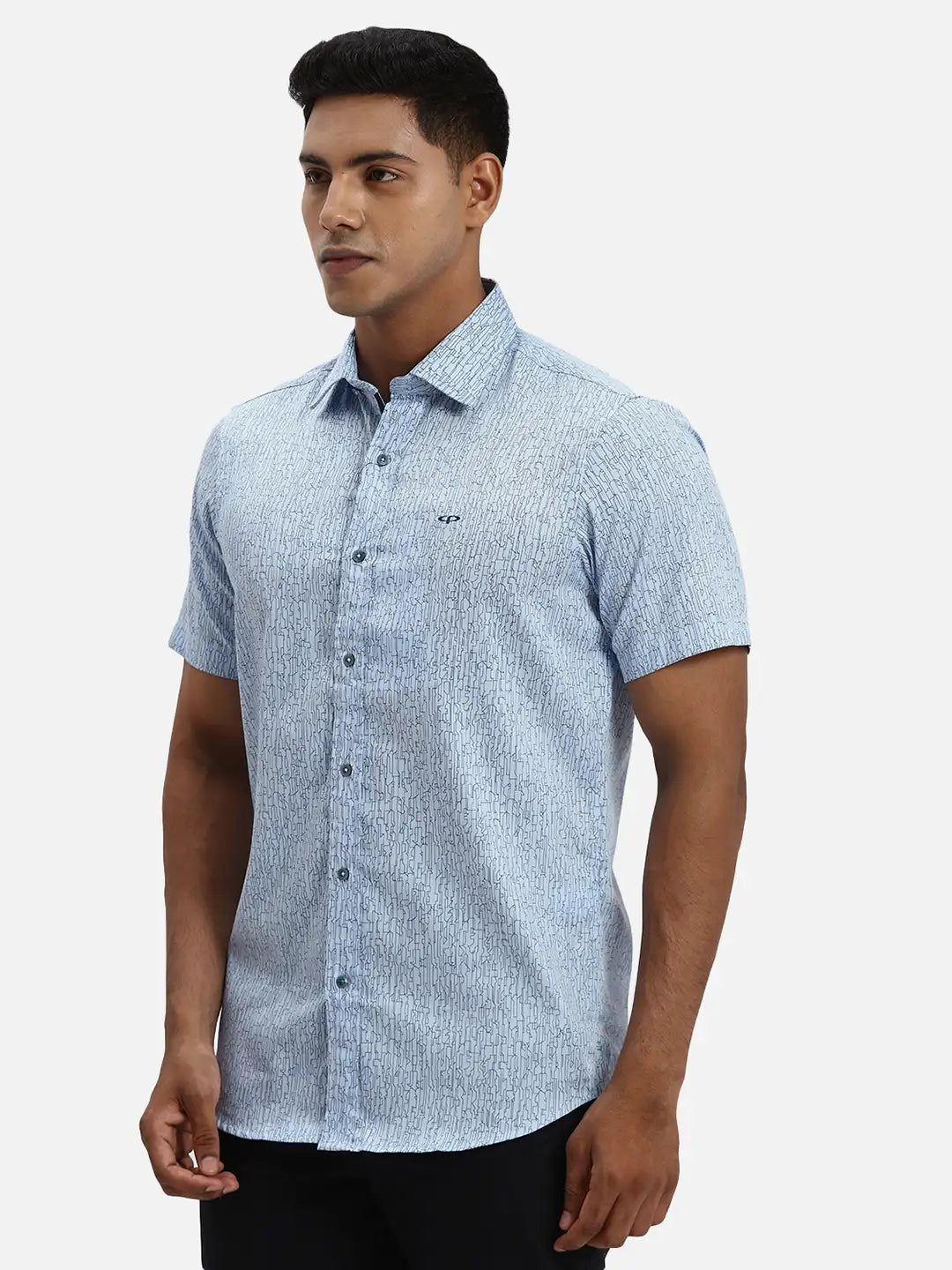 ColorPlus Regular Fit Printed Medium Orange Shirt