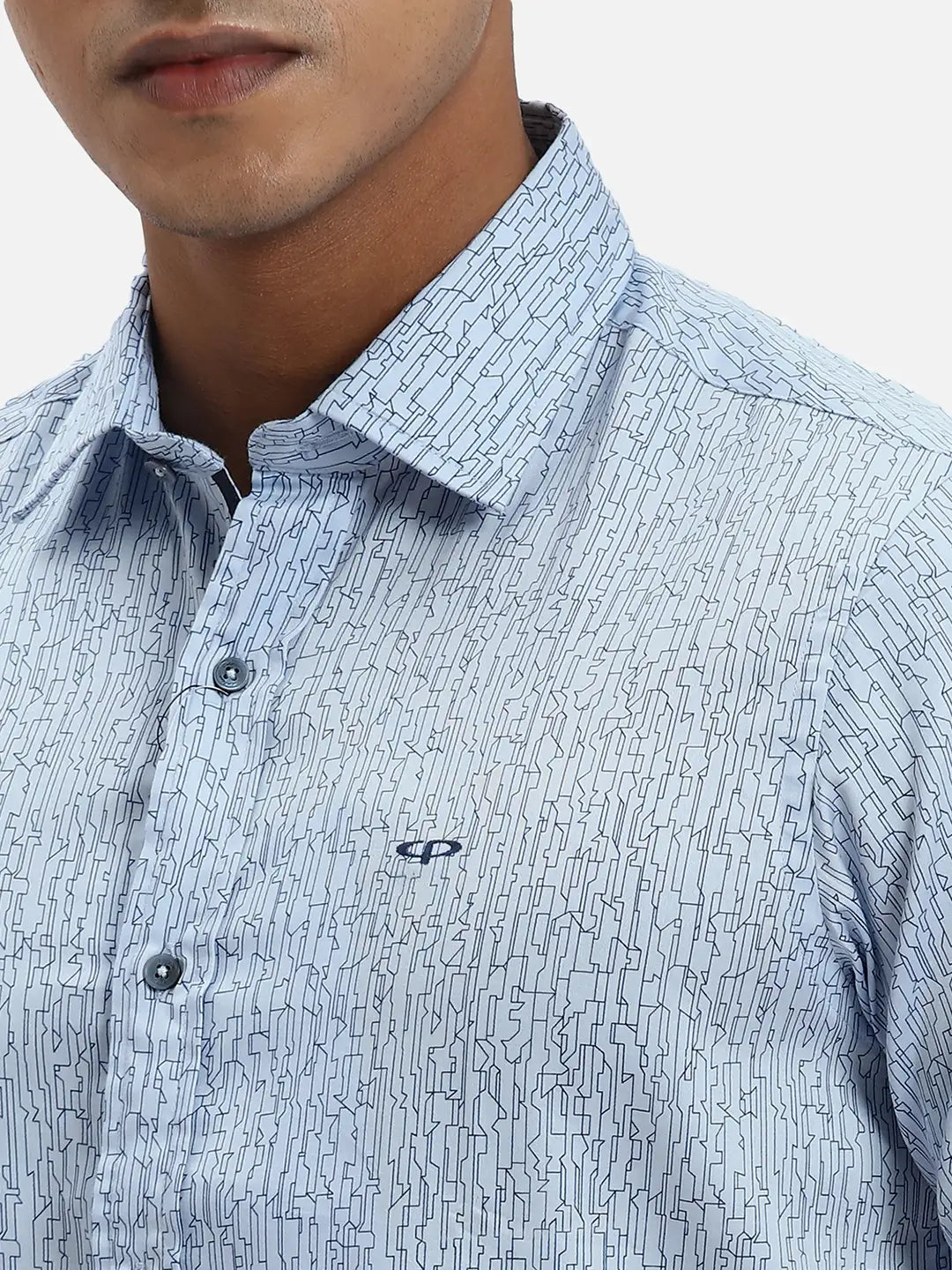 ColorPlus Regular Fit Printed Medium Orange Shirt