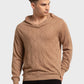 Men Brown Tailored Fit Structure Acrylic Merino Blend Full Sleeve V Neck Collar Sweaters