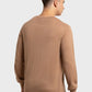 Men Brown Tailored Fit Structure Acrylic Merino Blend Full Sleeve V Neck Collar Sweaters