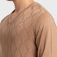 Men Brown Tailored Fit Structure Acrylic Merino Blend Full Sleeve V Neck Collar Sweaters
