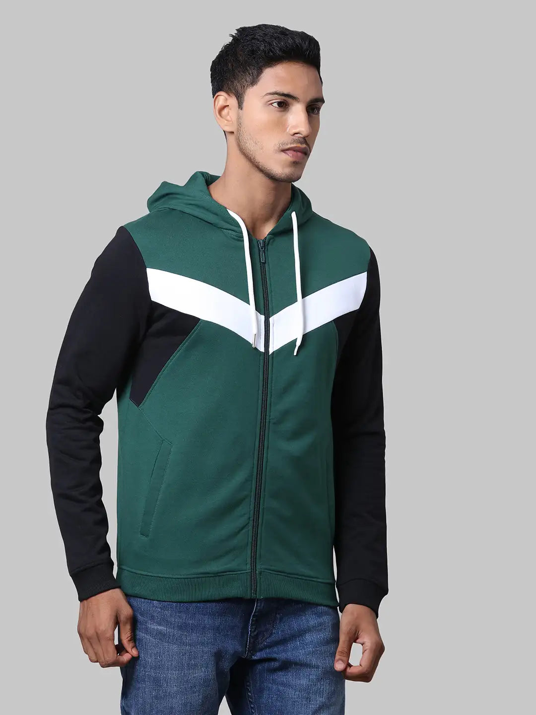 Men Slim Fit Green Sweatshirt