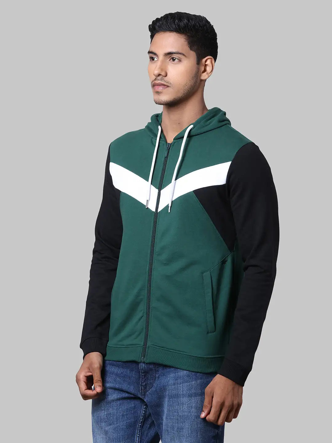Men Slim Fit Green Sweatshirt