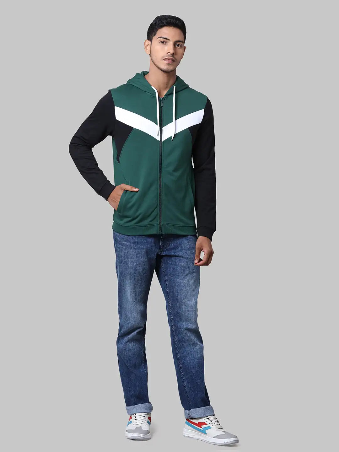 Men Slim Fit Green Sweatshirt