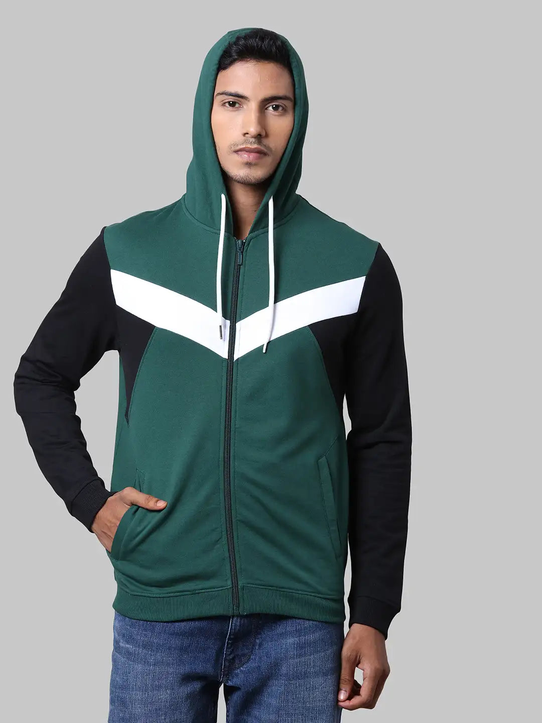 Men Slim Fit Green Sweatshirt