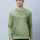 Men Petrol Slim Fit Print Cotton Blend Sweatshirts