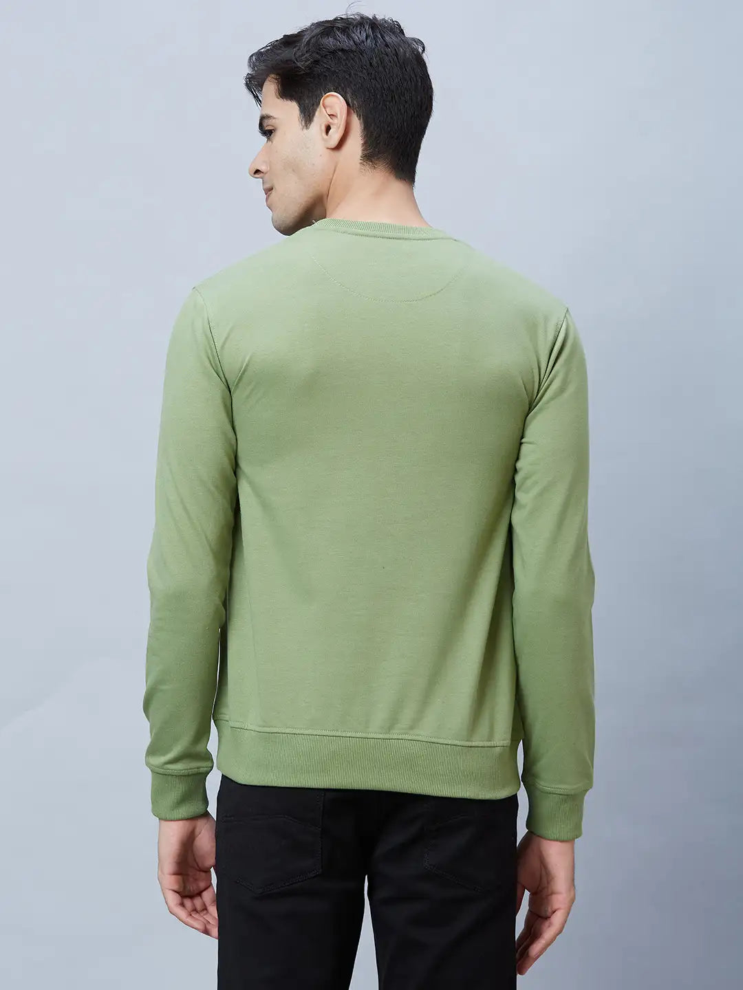 Men Petrol Slim Fit Print Cotton Blend Sweatshirts