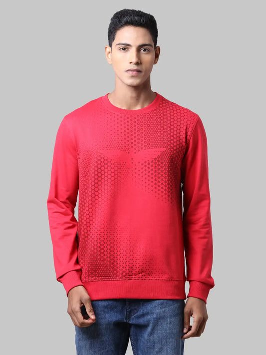 Men Slim Fit Orange Sweatshirt