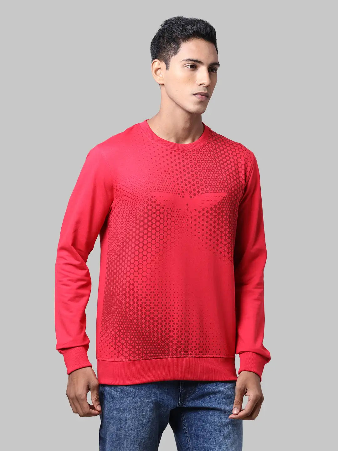 Men Slim Fit Orange Sweatshirt