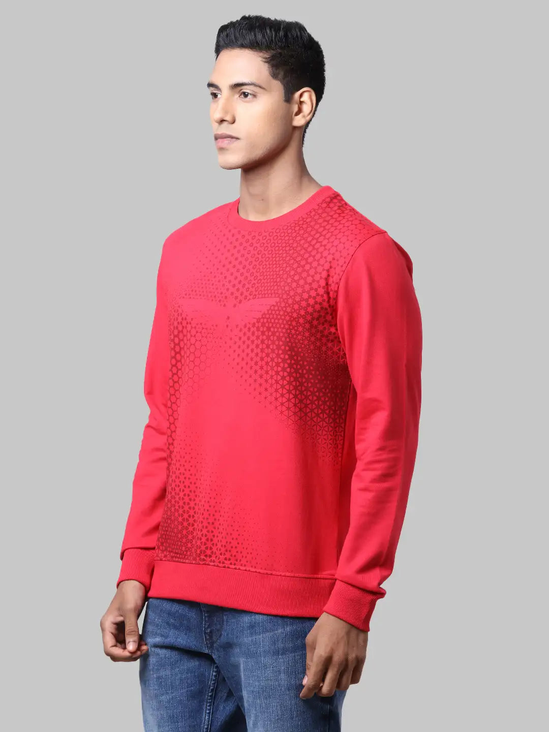 Men Slim Fit Orange Sweatshirt