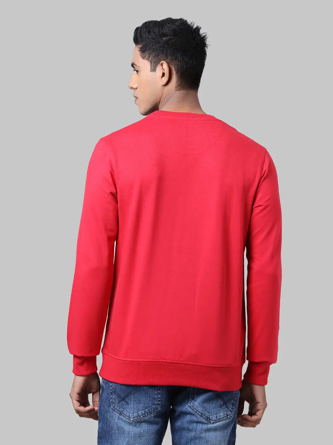 Men Slim Fit Orange Sweatshirt