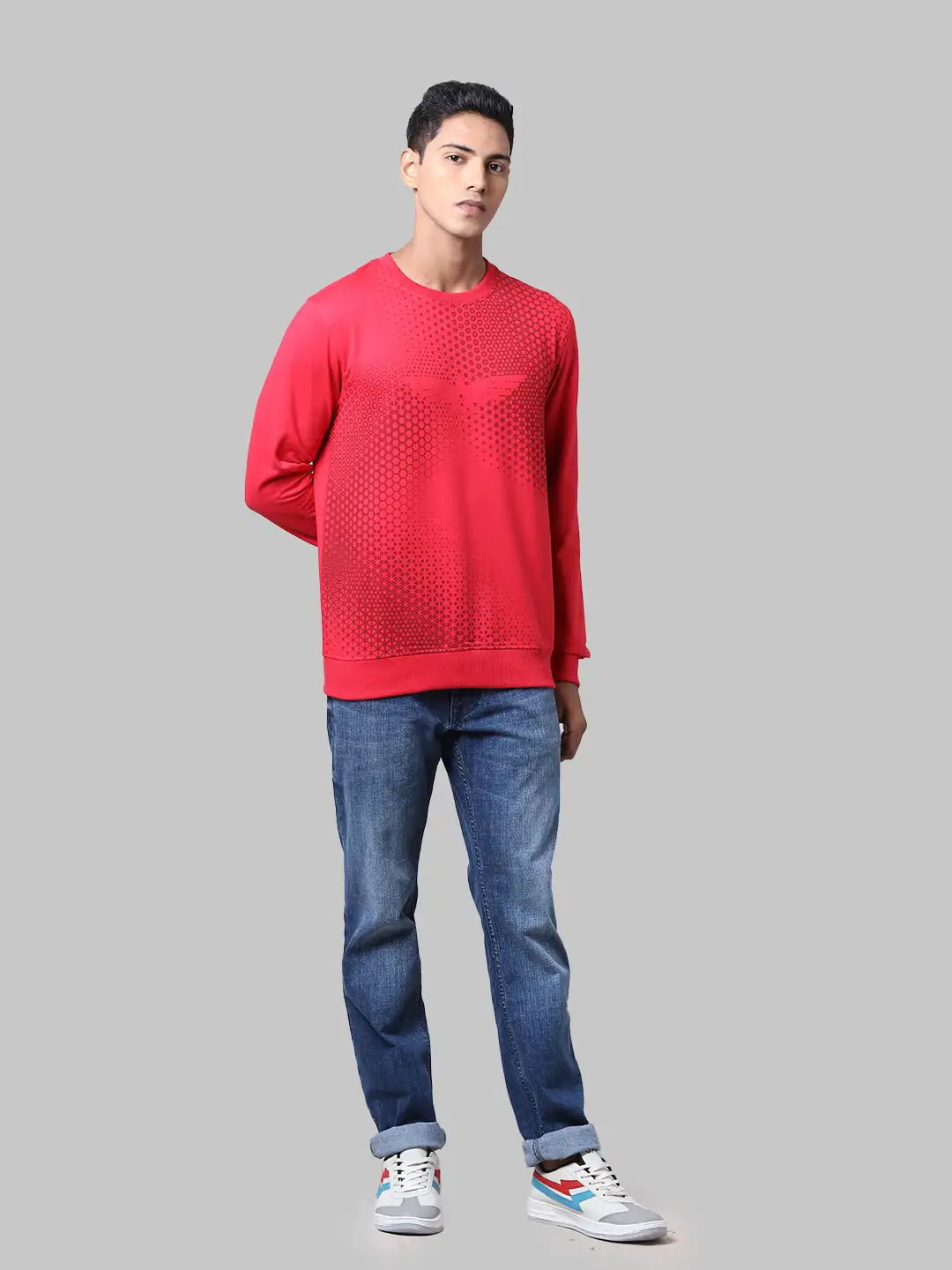 Men Slim Fit Orange Sweatshirt
