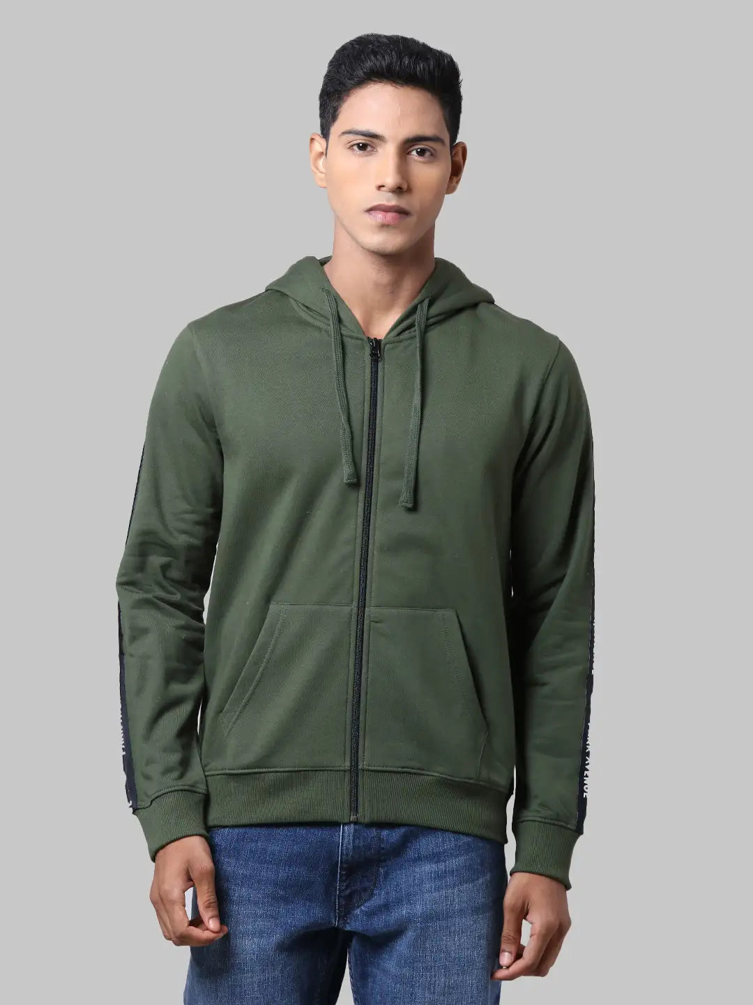 Men Slim Fit Green Sweatshirt