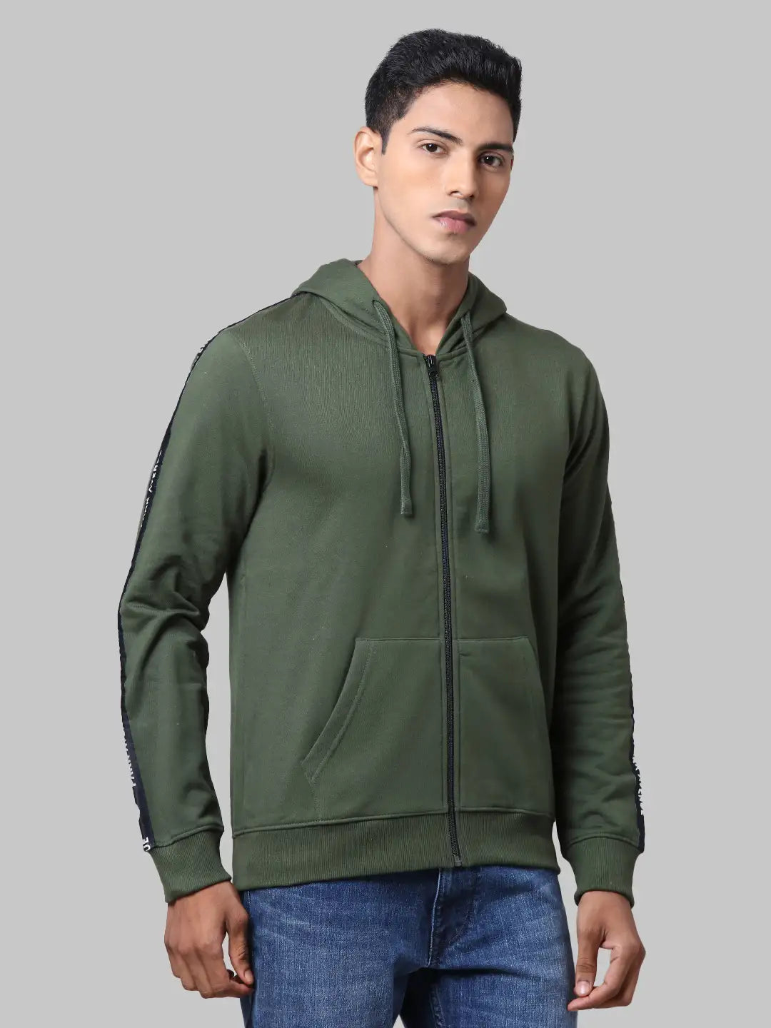 Men Slim Fit Green Sweatshirt