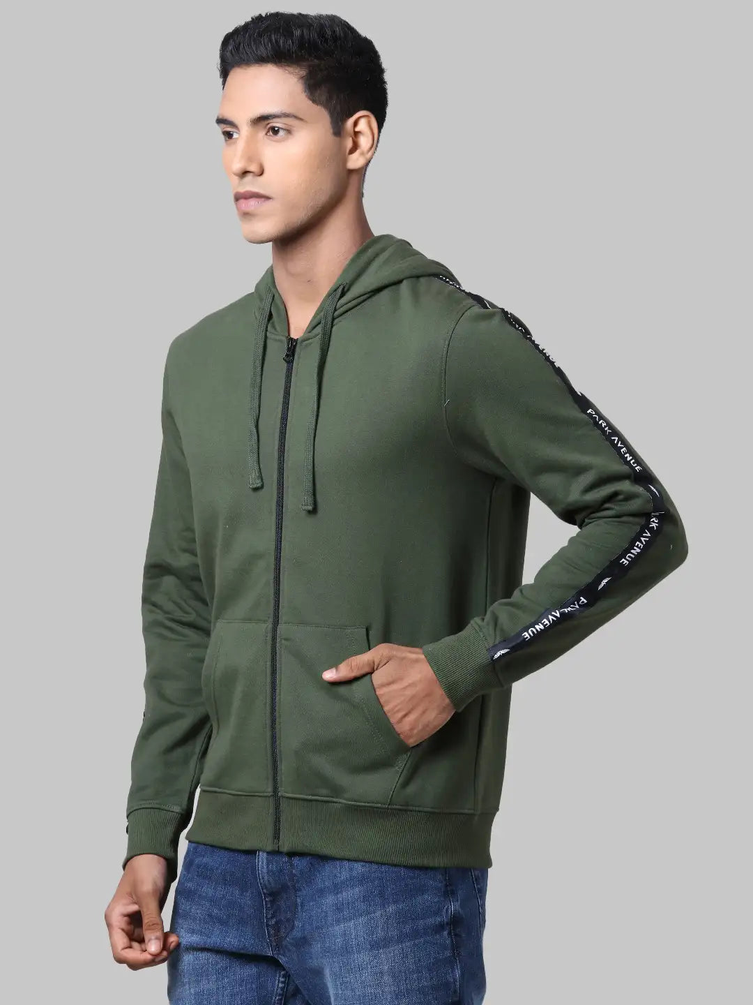 Men Slim Fit Green Sweatshirt