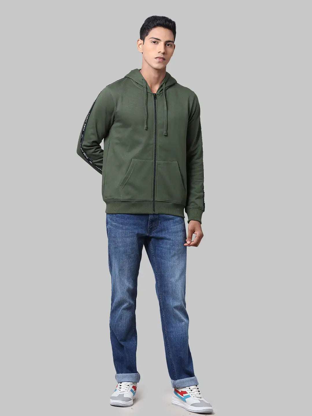 Men Slim Fit Green Sweatshirt