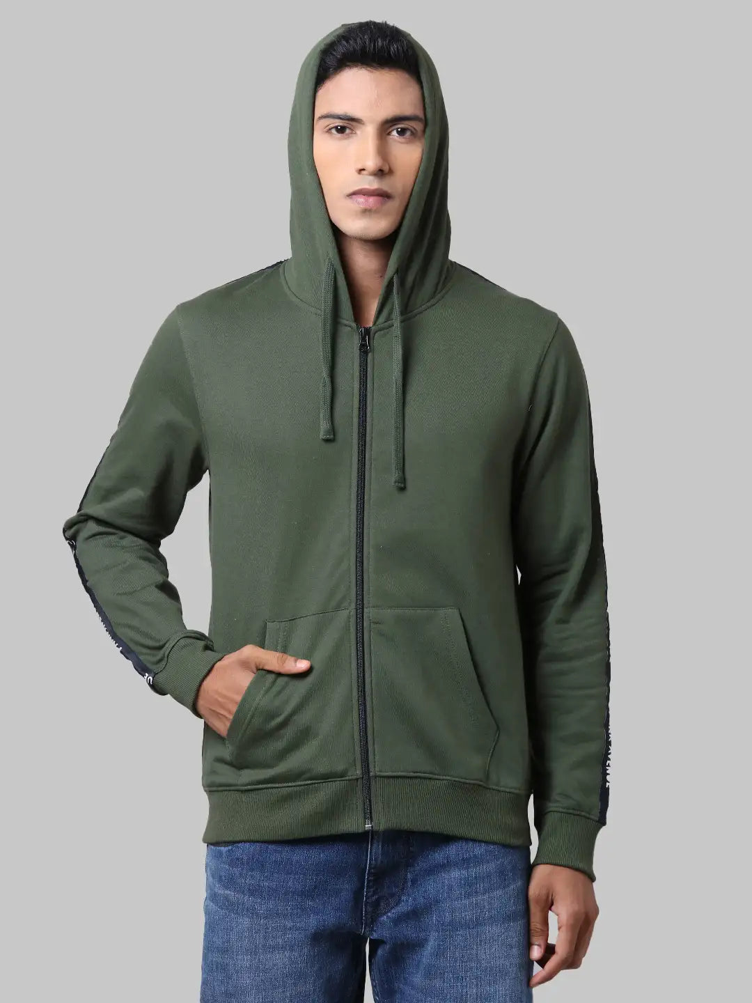 Men Slim Fit Green Sweatshirt